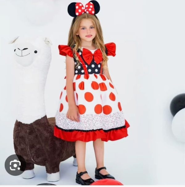 Minnie Mouse Dress With Headband For Girls